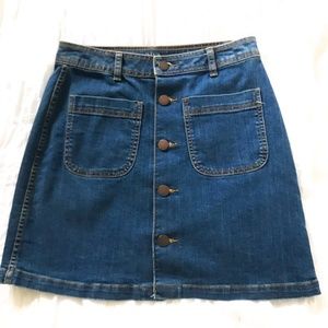 Front Pocket Button Up Denim Skirt